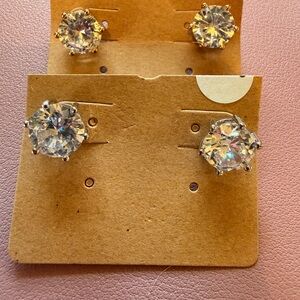 Elegant Silver & Gold Cubic Zirconia Stud Earrings
